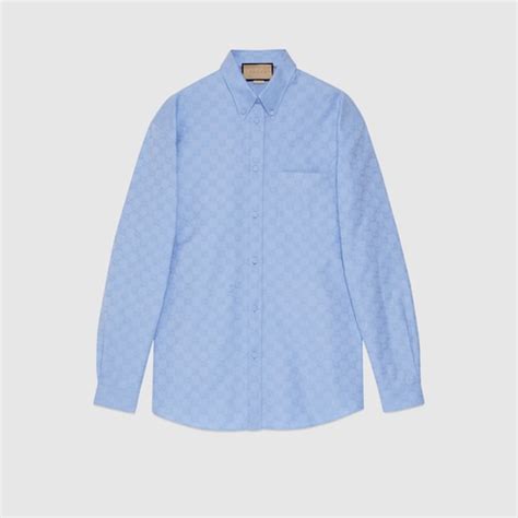 camicie di forza gucci|Camicia in cotone GG Supreme in celeste .